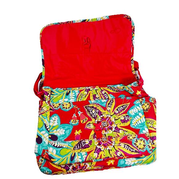 Vera Bradley RUMBA Messenger Laptop Weekender Bag Tropical Floral Pink EUC - Picture 6 of 14